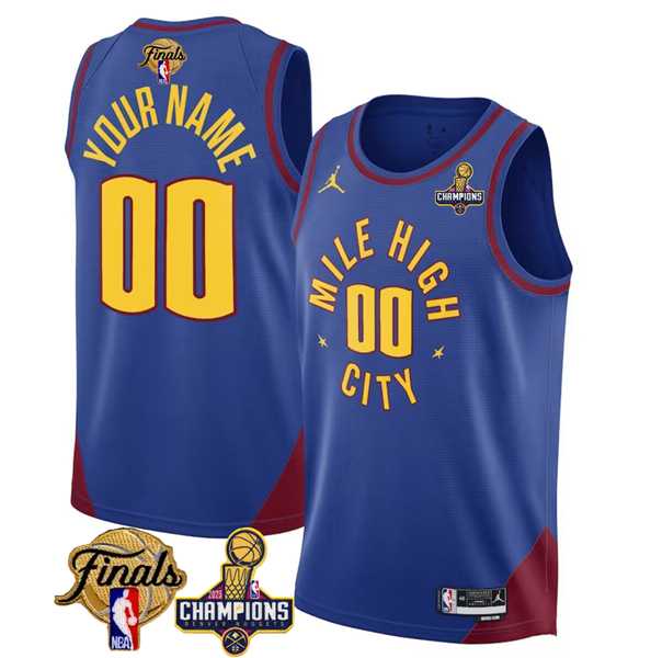 Mens Denver Nuggets Active Player Custom Blue 2023 Nuggets Champions Patch And Finals Patch Statemenr Edition Stitched Basketball Jersey